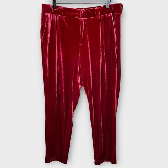 TORRID Red Relaxed Taper Velvet Pleated High-Rise Trouser Pant Women’s Size 16R - Picture 2 of 6